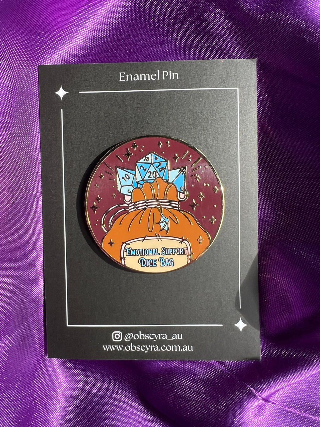 Emotional Support Dice Bag Hard Enamel Pin