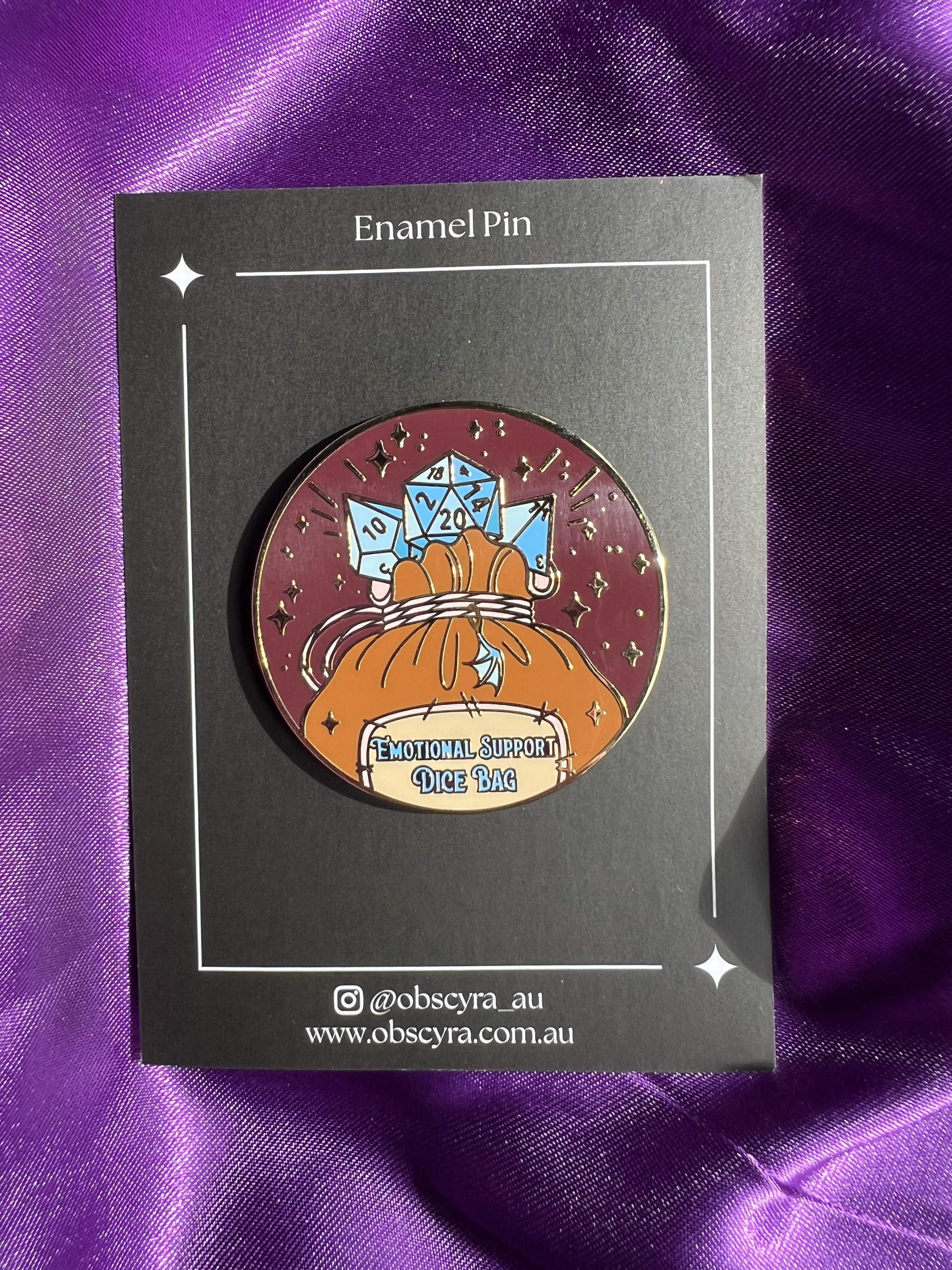 Emotional Support Dice Bag Hard Enamel Pin