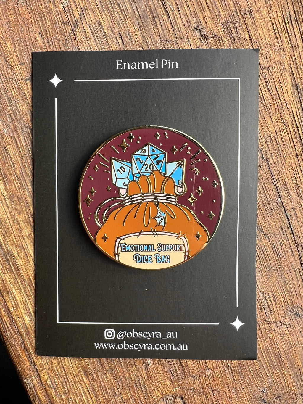 Emotional Support Dice Bag Hard Enamel Pin