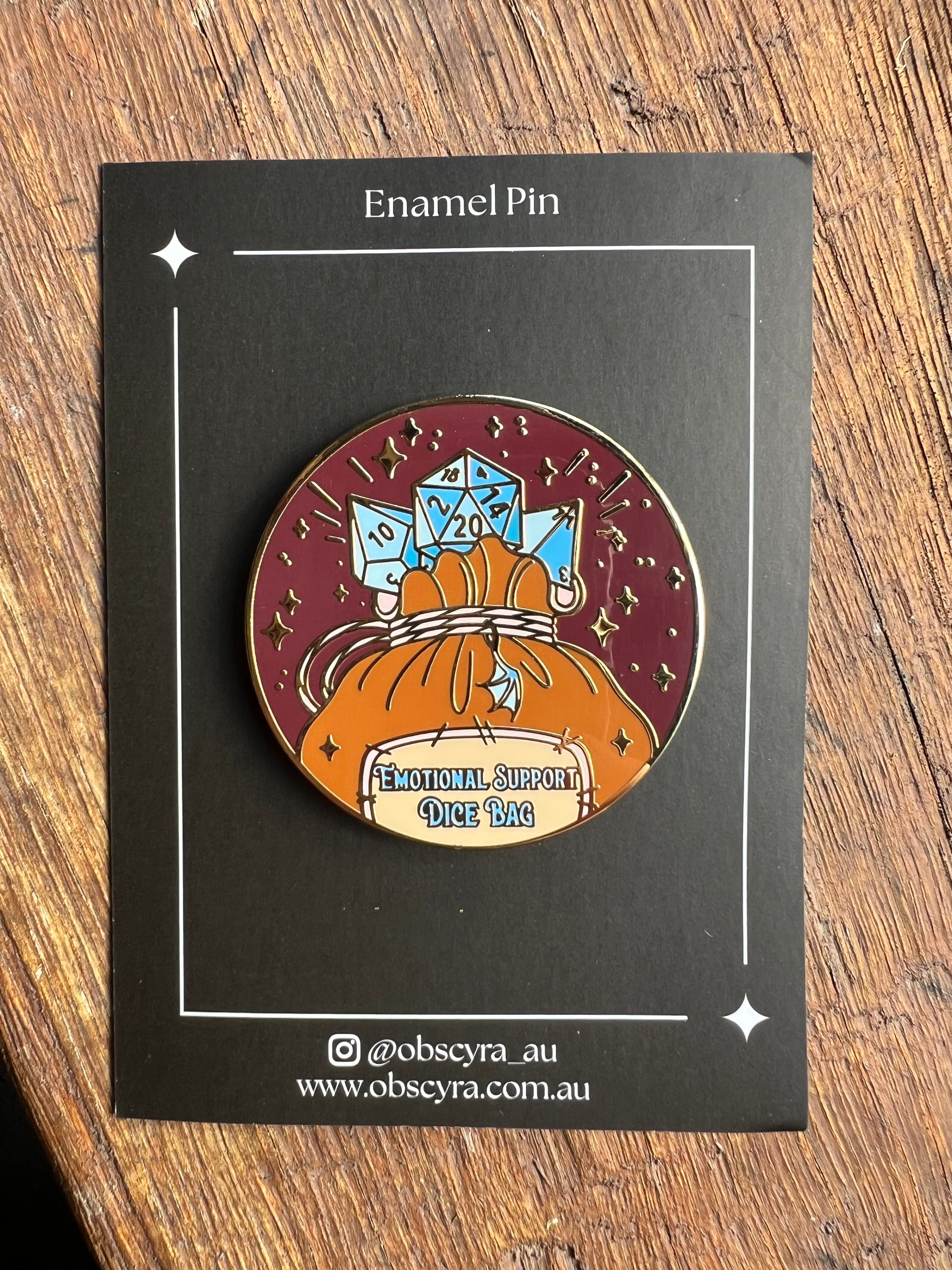 Emotional Support Dice Bag Hard Enamel Pin