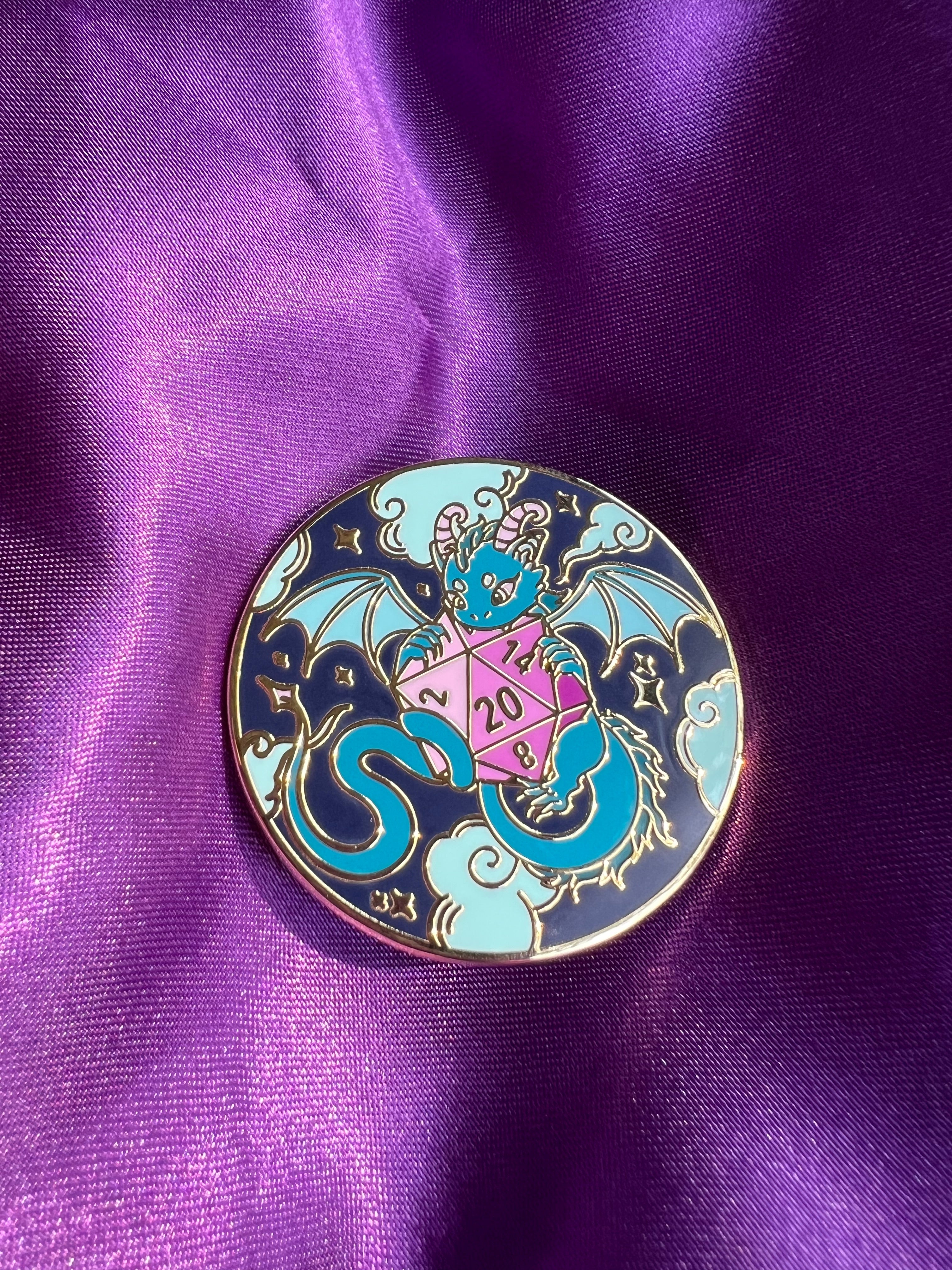 Baby Dragon D20 Hard Enamel Pin